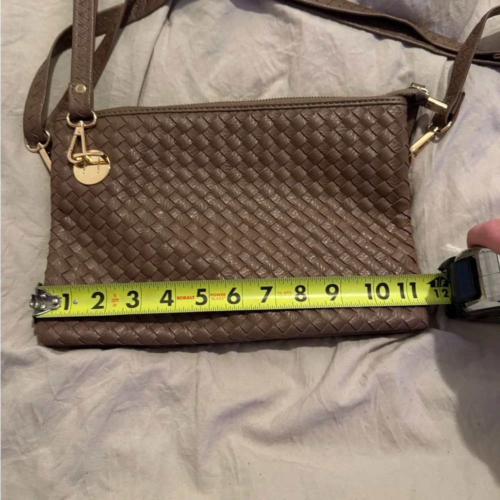 Woven leather crossbody handbag‎ brown